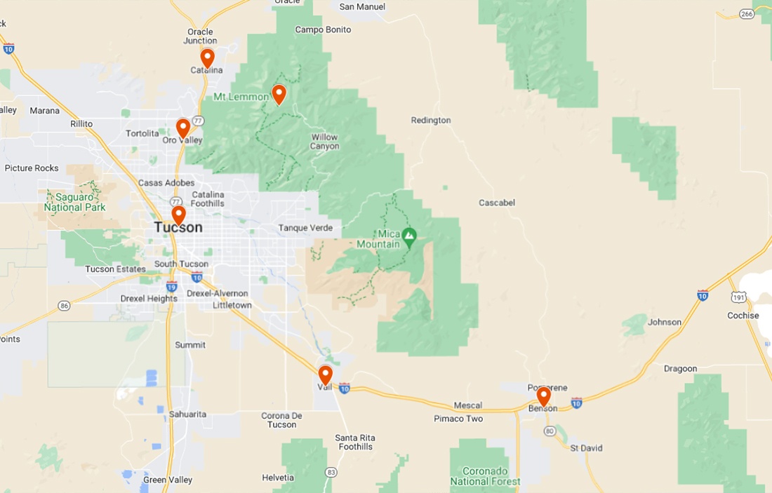 Spartan Plumbing state of Arizona service area locations on map